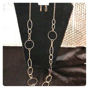 YELLOW BRASS ADJUSTABLE NECKLACE & EARRINGS 💍🛍